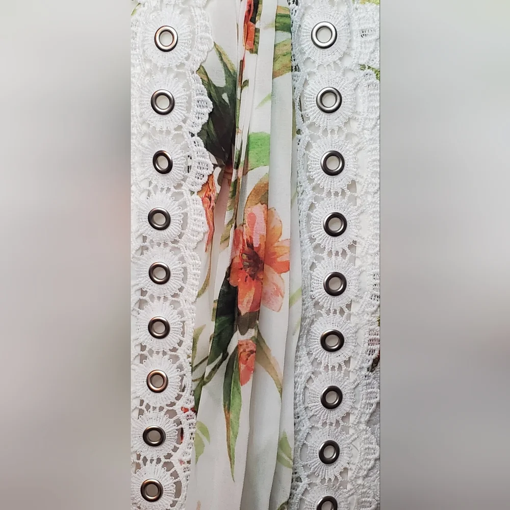 PatBO Size 6 "Wild Flower" Printed White Lace Mini Dress - Picture 13 of 14